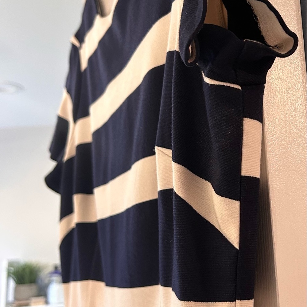 Eliza J Navy and White Striped Fit & Flare Dress - Picture 7 of 7